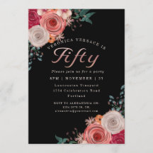 Fünfzig fabelhafte Korallen-Rose-Folie Geburtstags