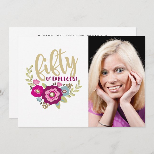 Fünfzig Fabulous 50. Geburtstag Einladung (Vorne/Hinten)