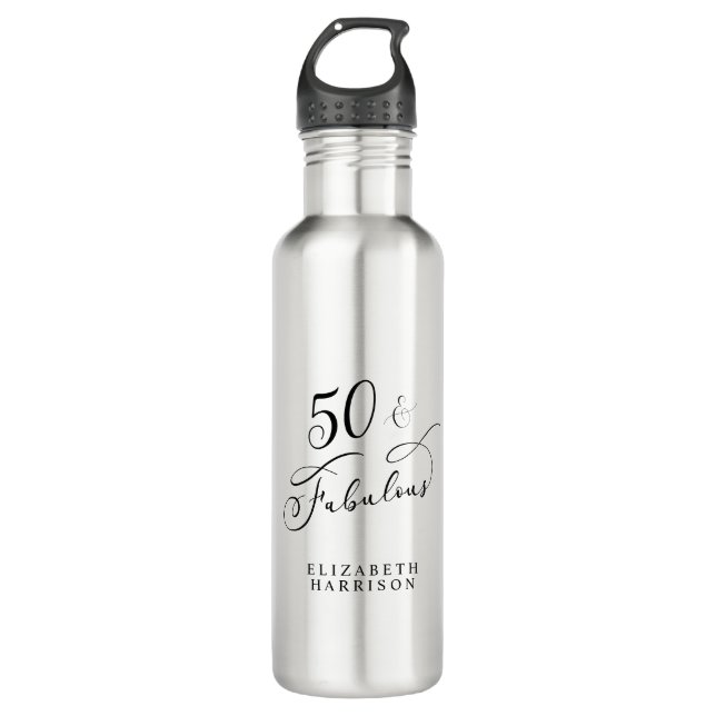 Fünfzig Fabulous Personalisiert 50. Geburtstag Edelstahlflasche (Vorderseite)