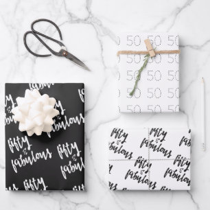 Fünfzig & Fabulous - Spaß 50. Geburtstag Geschenkpapier Set