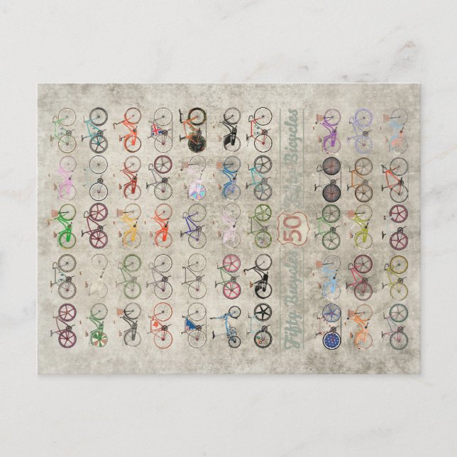 Fünfzig Fahrräder Postkarte (Vorderseite)