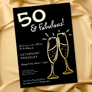 Fünfzig & Fantastisch Gold Champagner Geburtstag Folieneinladung