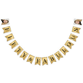 Fünfzig & Fantastisch Gold Schriftzug 50. Geburtst Wimpelkette