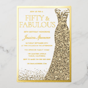 Fünfzig & Fantastisch Goldfolie 50. Geburtstag Folieneinladung