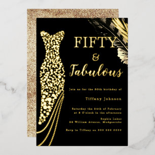 Fünfzig & Fantastisch Goldfolie Kleid 50. Geburtst Folieneinladung