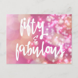 Fünfzig & Fantastisch - Rosa Glitter 50. Geburtsta Postkarte