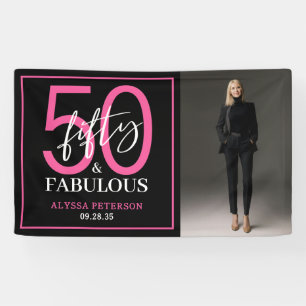 Fünfzig & Fantastisch Schwarze Schrift 50. Geburts Banner