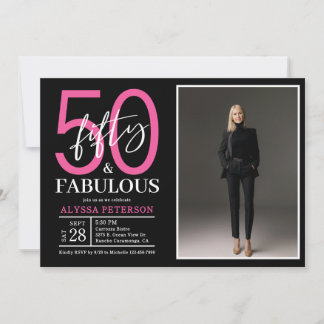 Fünfzig & Fantastisch Schwarze Schrift 50. Geburts Einladung