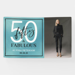 Fünfzig & Fantastisch Teal Schriftzug 50. Geburtst Banner