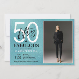 Fünfzig & Fantastisch Teal Schriftzug 50. Geburtst Einladung