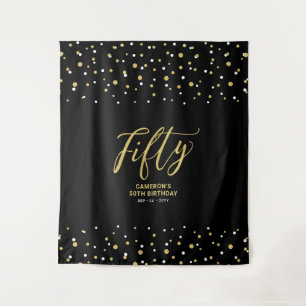 fünfzig Gold & Black 50. Geburtstagsparty Hinter Wandteppich
