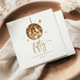 Fünfzig Goldene Disco-Kugel 50. Geburtstagsfeier Serviette