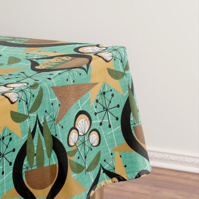 Fünfzig Hauspflanzen | Aqua und Black Retro Tischdecke (Beispiel)