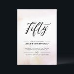 fünfzig | Minimal 50. Geburtstagsparty Wasserfarbe Einladung<br><div class="desc">Feiern Sie Ihren besonderen Tag mit dieser einfachen minimalen 50. Geburtstagsfeier. Dieses Design verfügt über ein stilvolles Schriftzeichen "Fifty" mit einem weichen,  neutralen Aquarellhintergrund. Mehr Geburtstagseinladungen für Erwachsene und Party-Zubehör sind in meinem Shop BaraBomDesign erhältlich.</div>