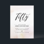 fünfzig | Minimal 50. Geburtstagsparty Wasserfarbe Einladung<br><div class="desc">Feiern Sie Ihren besonderen Tag mit dieser einfachen minimalen 50. Geburtstagsfeier. Dieses Design verfügt über ein stilvolles Schriftzeichen "Fifty" mit einem weichen,  neutralen Aquarellhintergrund. Mehr Geburtstagseinladungen für Erwachsene und Party-Zubehör sind in meinem Shop BaraBomDesign erhältlich.</div>