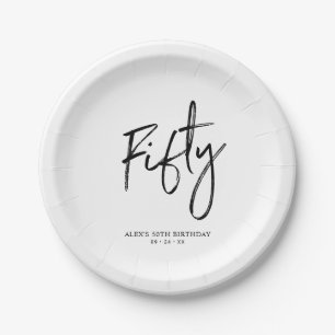 Fünfzig Moderne Schrift 50. Geburtstag Papier Tell Pappteller