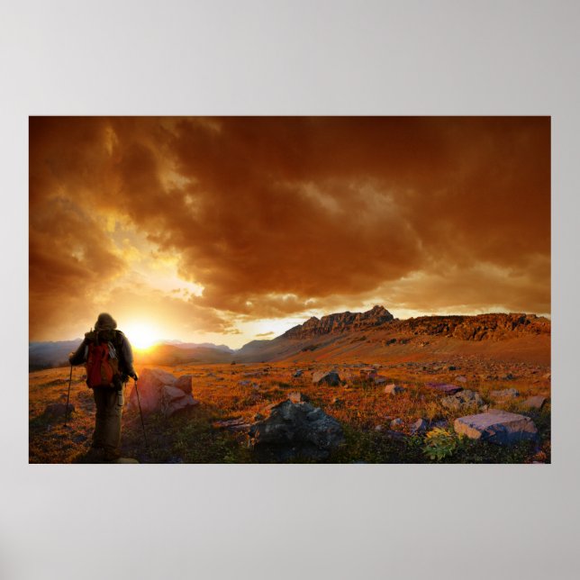 Fünfzig Mountain Sunset - Glacier Nationalpark Poster (Vorne)
