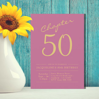 Fünfzig Pink Gold 50. Geburtstagsparty Einladung