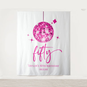 Fünfzig Rosa Disco-Kugel 50. Geburtstagsfeier Wandteppich