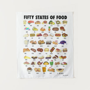 Fünfzig Staaten Food USA Iconic Illustration Art Wandteppich