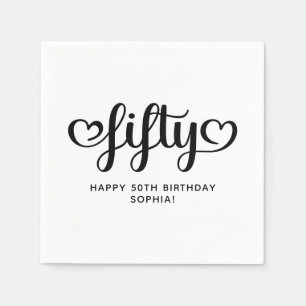 Fünfzig süße Herzen Schrift 50. Geburtstag Serviette