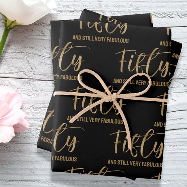 Fünfzig und Fabelhaft Geburtstag  Geschenkpapier Set (Von Creator hochgeladen)