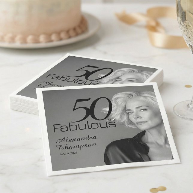 Fünfzig und Fabelhaft Name Datum 50. Foto-Party Serviette (Von Creator hochgeladen)