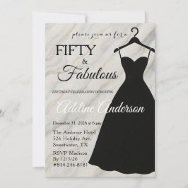 Fünfzig und Fabelhaft Schwarz Weiß Marmor 50. Gebu Einladung