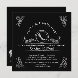 Fünfzig und fabelhafte Diamantschleifen zum Geburt Einladung