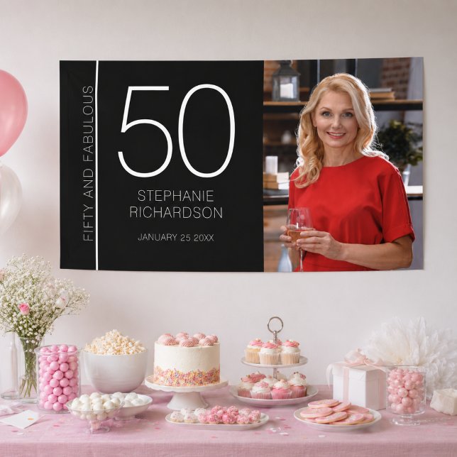 Fünfzig und Fantastisch 50. Geburtstag Poster Banner (Add name & date to customize.  See the collection for other matching items)
