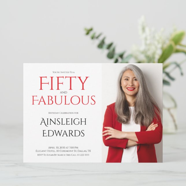 Fünfzig und fantastisch 50. Geburtstagsfeier Einladung (Stehend Vorderseite)