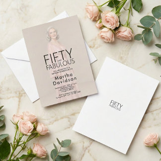 Fünfzig und fantastisch Chic Foto Geburtstags-Glam Einladung