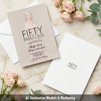 Fünfzig und fantastisch Chic Foto Geburtstags-Glam Einladung