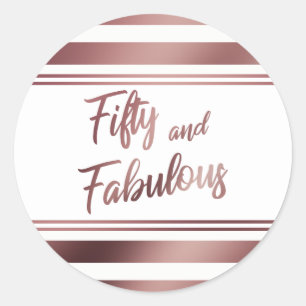 Fünfzig und Fantastisch Faux-Roségold-Schrift auf Runder Aufkleber