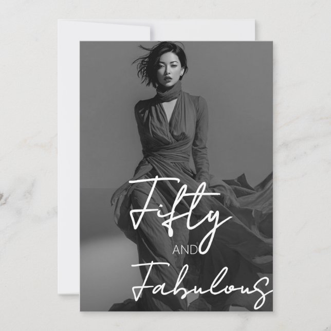 Fünfzig und Fantastisch Foto Schwarzer 50. Geburts Einladung (Vorderseite)