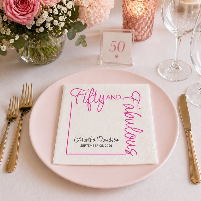 Fünfzig und Fantastisch Geburtstagsfeier Design Serviette (Fifty and Fabulous Photo 50th Birthday Party Poste Napkins)
