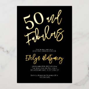 Fünfzig und Fantastisch Gold Schwarz 50. Geburtsta Folieneinladung