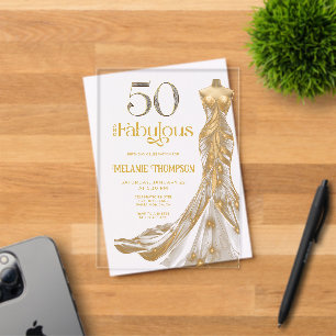 Fünfzig und Fantastisch Goldenes Kleid Foto 50. Ge Acryleinladungen