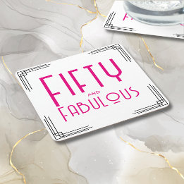Fünfzig und Fantastisch Hot Pink Art Deco 50. Gebu Rechteckiger Pappuntersetzer