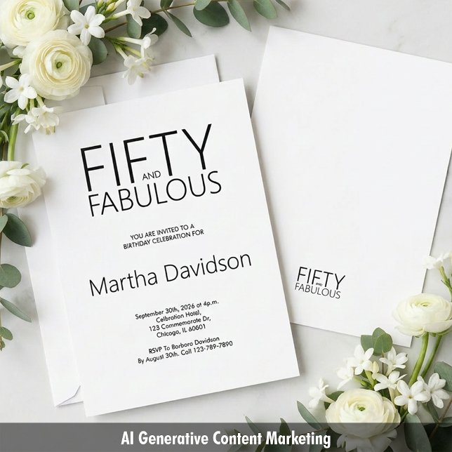 Fünfzig und Fantastisch Minimal Moderne 50. Geburt Einladung (50 & Fabulous Modern Minimalist Celebration Invitation)