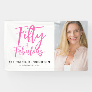 Fünfzig und Fantastisch Pink Foto 50. Geburtstagsf Banner