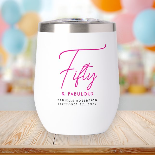 Fünfzig und Fantastisch Pink Schriftzug 50. Geburt (Von Creator hochgeladen)