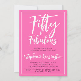 Fünfzig und Fantastisch Pink Schriftzug 50. Geburt Einladung