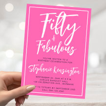 Fünfzig und Fantastisch Pink Schriftzug 50. Geburt