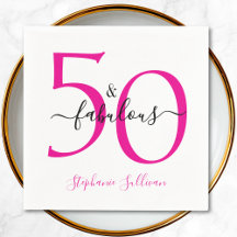 Fünfzig und Fantastisch Pink Schriftzug 50. Geburt