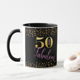Fünfzig und Fantastisch Pink Schwarz Gold Glitter Tasse