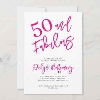 Fünfzig und Fantastisch Pinke 50. Geburtstagsfeier Einladung