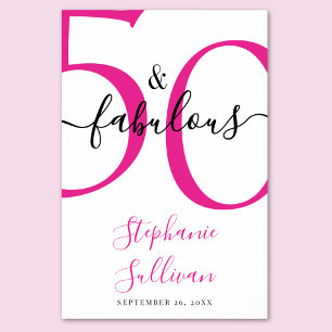 Fünfzig und Fantastisch Pinke 50. Geburtstagsfeier Poster