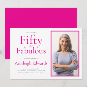 Fünfzig und fantastisch Pinker 50. Geburtstagsfeie Einladung