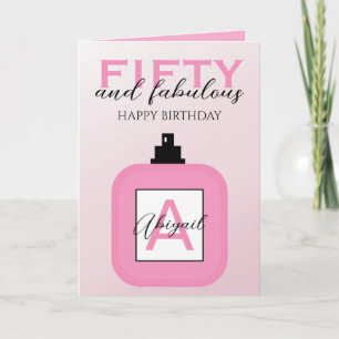 Fünfzig und Fantastisch Rosa Parfüm Geburtstag Karte
